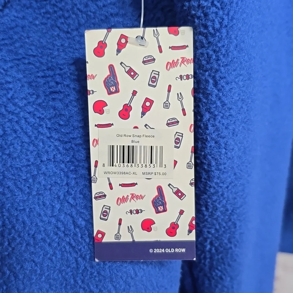 Old Row Blue & White Quarter Zip Fleece Mens Size XL NWT - Picture 9 of 11